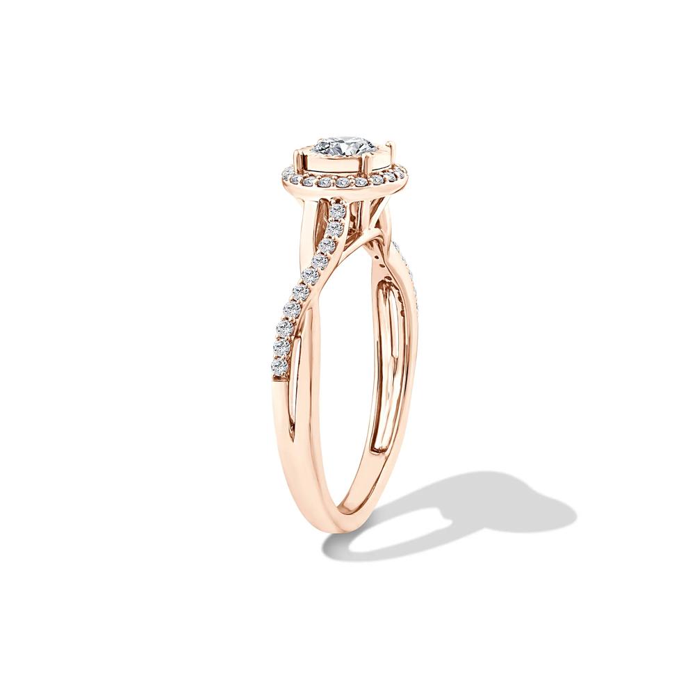 Lab Grown Diamond Round Illusion Promise Ring in 10K Rose Gold (1/2 ct. tw.) – Image 3 of 4