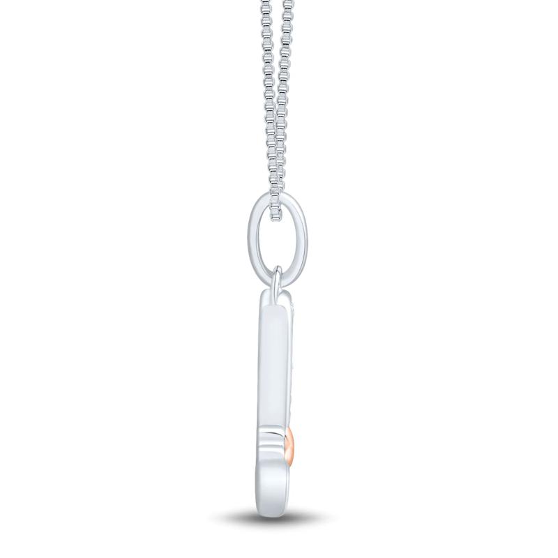 Diamond Accent Initial J Pendant in Sterling Silver and 14K Rose Gold – Image 2 of 4