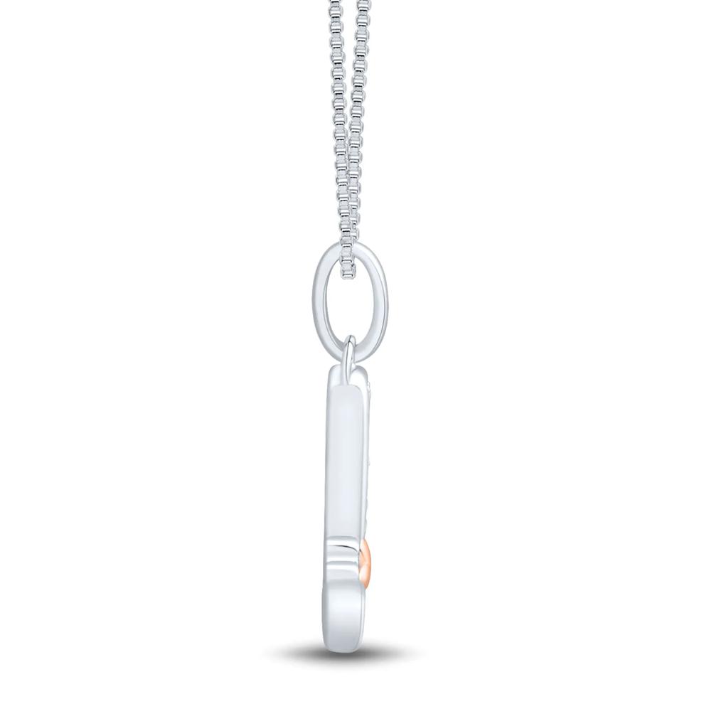 Diamond Accent Initial J Pendant in Sterling Silver and 14K Rose Gold – Image 3 of 5