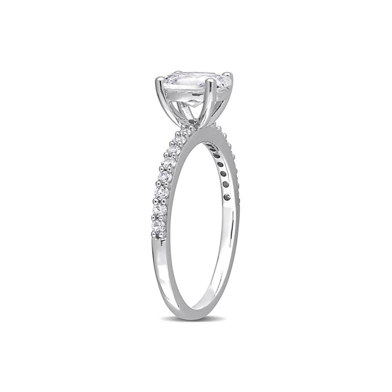 Oval Lab Created White Sapphire Ring in 10K White Gold – Image 3 of 6