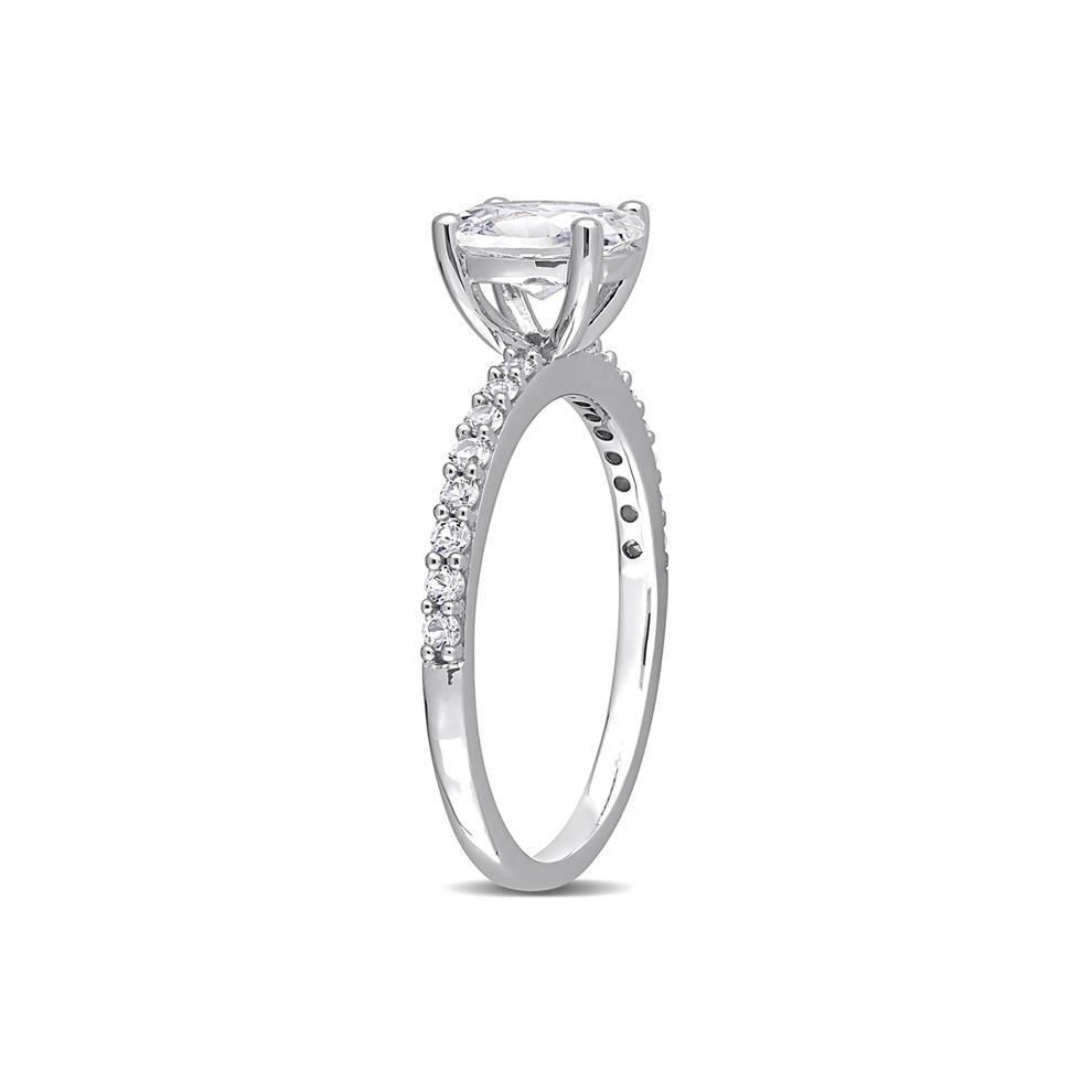 Oval Lab Created White Sapphire Ring in 10K White Gold – Image 3 of 6