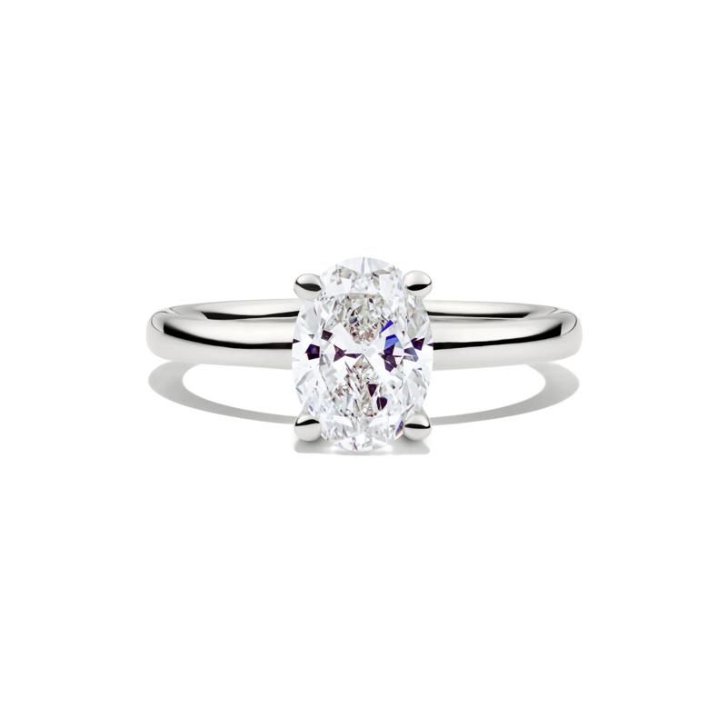 Diamond Oval Solitaire Engagement Ring in 14K White Gold &#40;1 1/2 ct.&#41; – Image 1 of 5