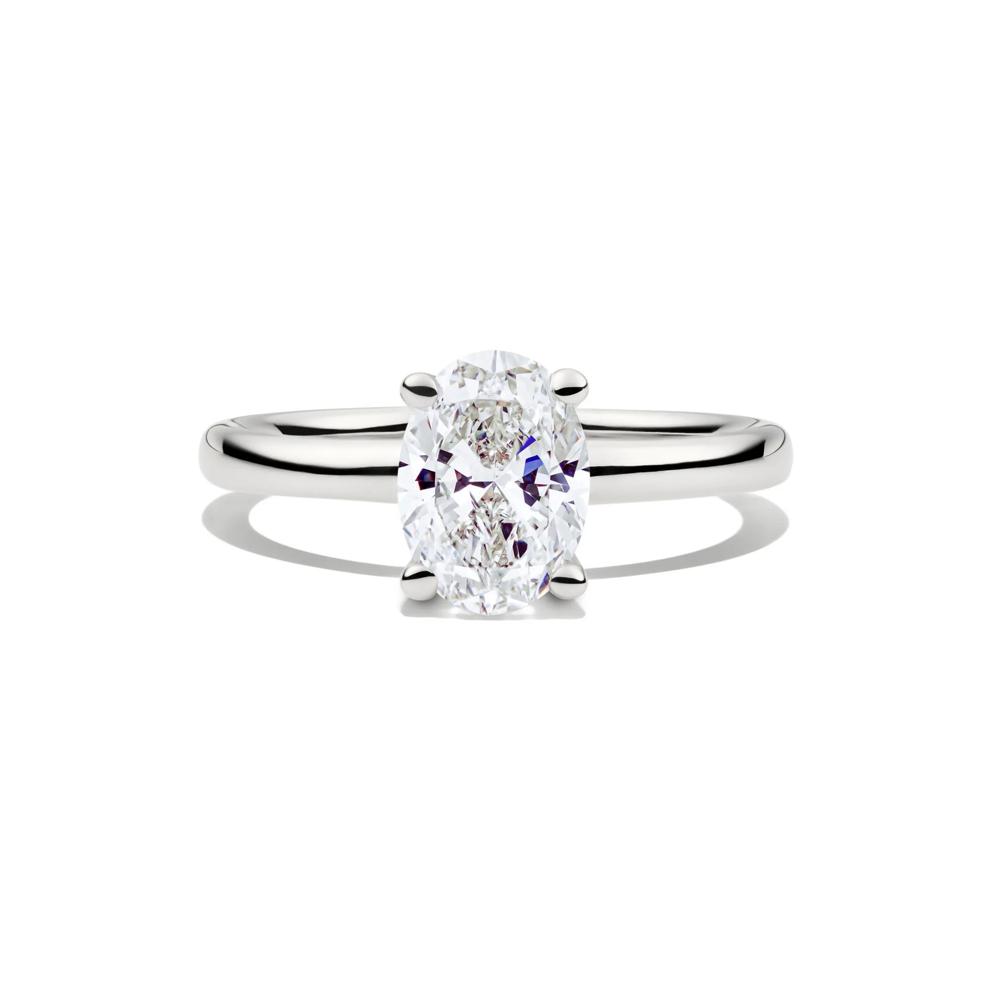 Diamond Oval Solitaire Engagement Ring in 14K White Gold (1 1/2 ct.) – Image 1 of 5
