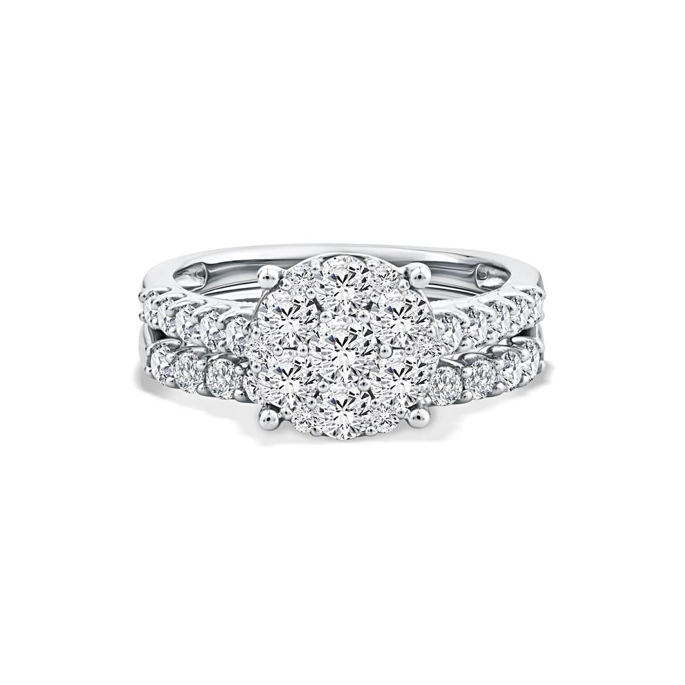 Diamond Round Center Composite Engagement Set in 10K White Gold (1 5/8 ct. tw.) – Image 1 of 6