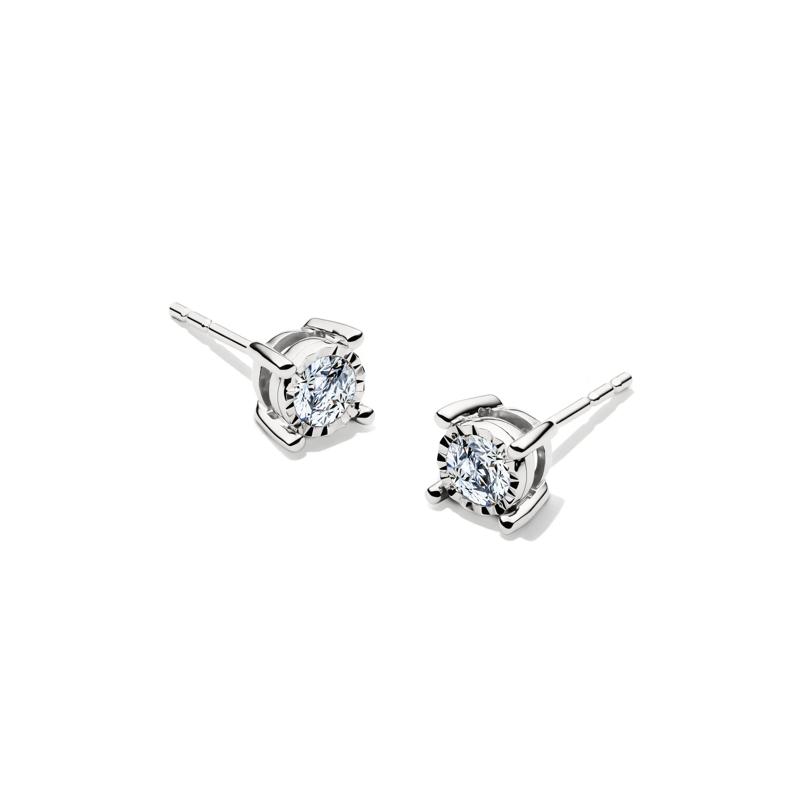 Lab Grown Diamond Round Illusion Stud Earrings in 10K White Gold &#40;1/3 ct. tw.&#41; – Image 1 of 2