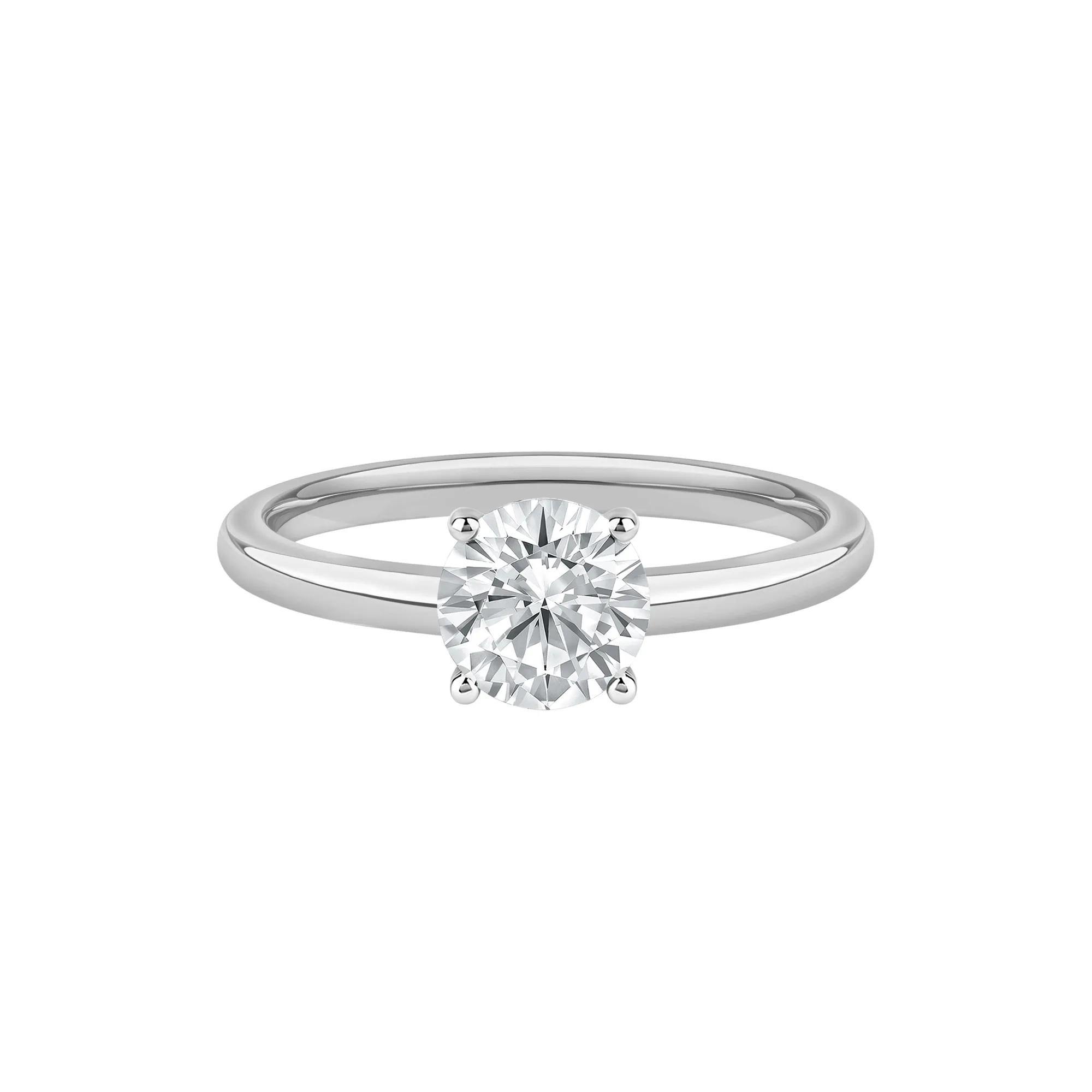 Diamond Round Solitaire Engagement Ring in 14K Gold