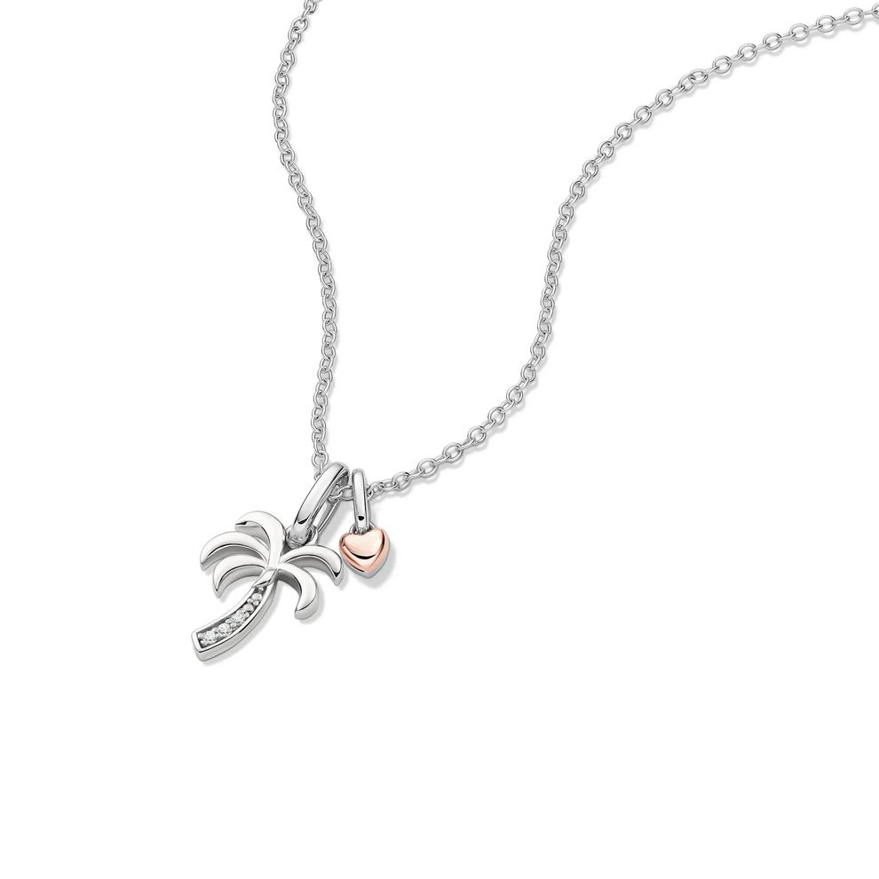 Lab Grown Diamond Accent Palm Tree Charm Pendant in Sterling Silver &amp; 10K Rose Gold – Image 4 of 5