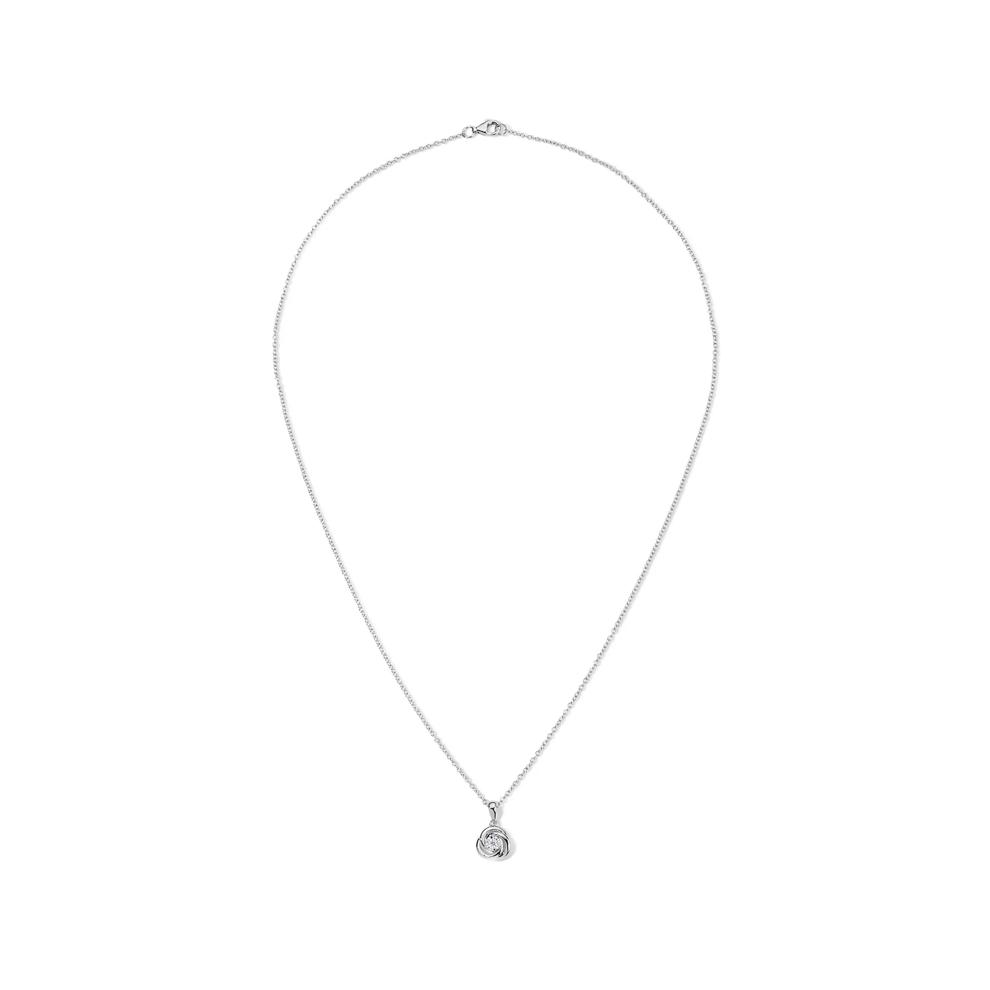 Diamond Accent Rosette Pendant Necklace in Sterling Silver – Image 4 of 4