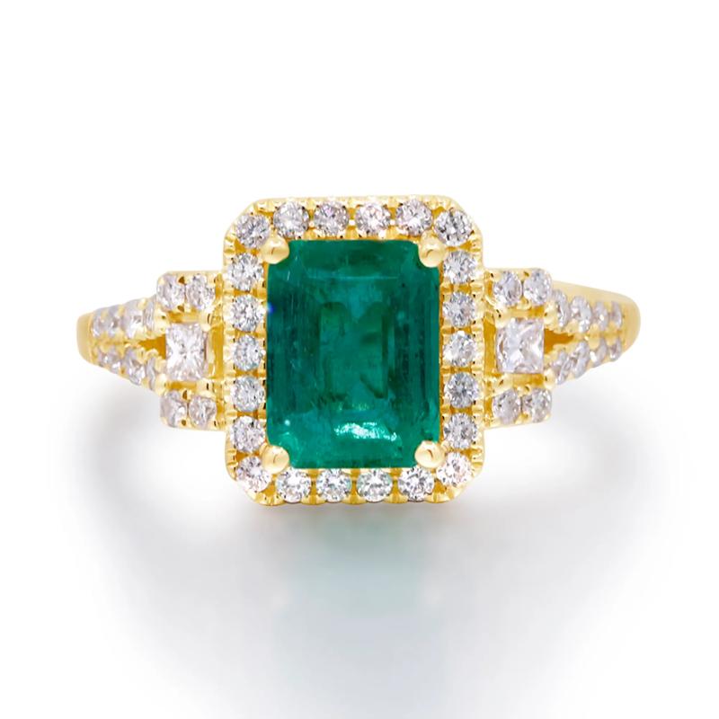Limited Edition Emerald-Cut Emerald &amp; Diamond Ring in 14K Yellow Gold &#40;1/2 ct. tw.&#41; – Image 1 of 5
