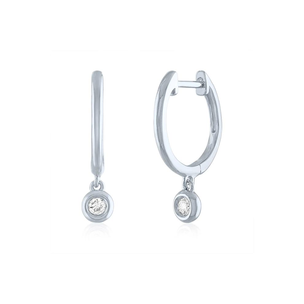 Dangle Hoop Earring with Diamond Accent in Sterling Silver – Image 1 of 1