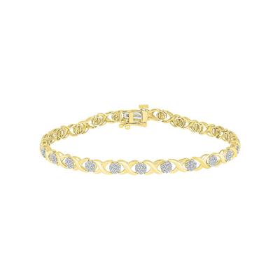 “XO” Diamond Cluster Bracelet in 10K Yellow Gold (1 ct. tw.)