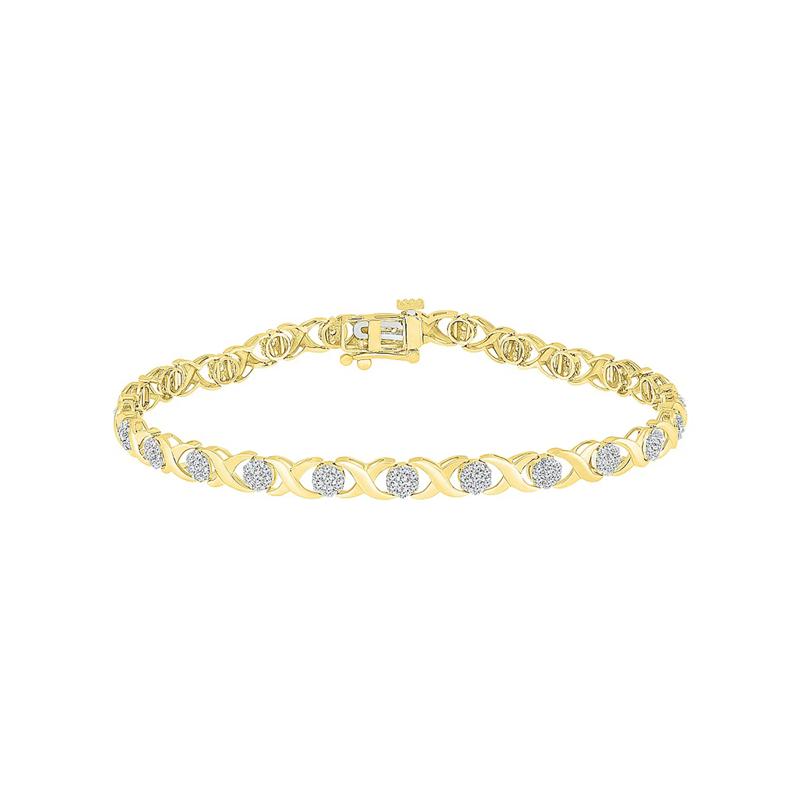 &ldquo;XO&rdquo; Diamond Cluster Bracelet in 10K Yellow Gold &#40;1 ct. tw.&#41; – Image 1 of 2
