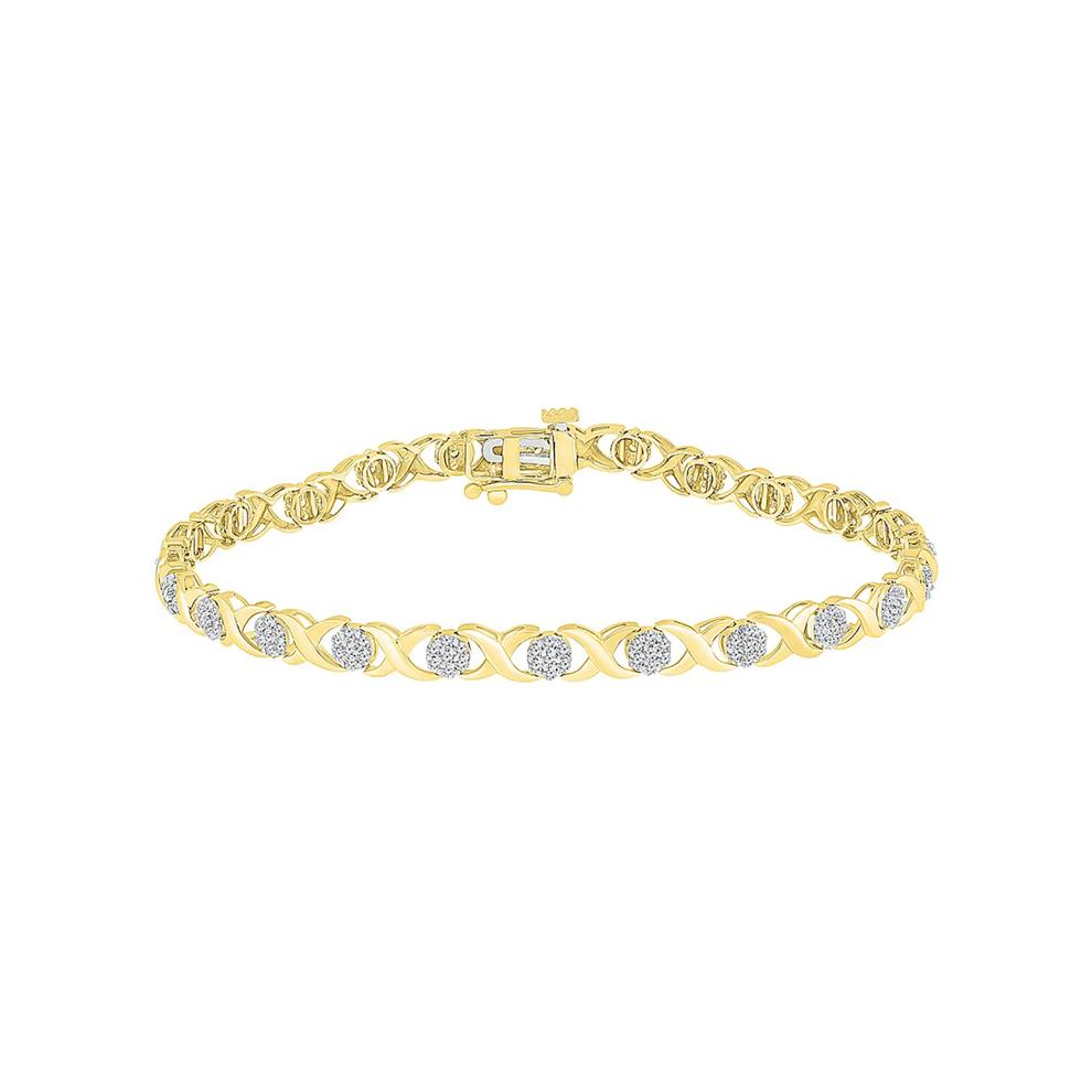 &ldquo;XO&rdquo; Diamond Cluster Bracelet in 10K Yellow Gold (1 ct. tw.) – Image 1 of 2