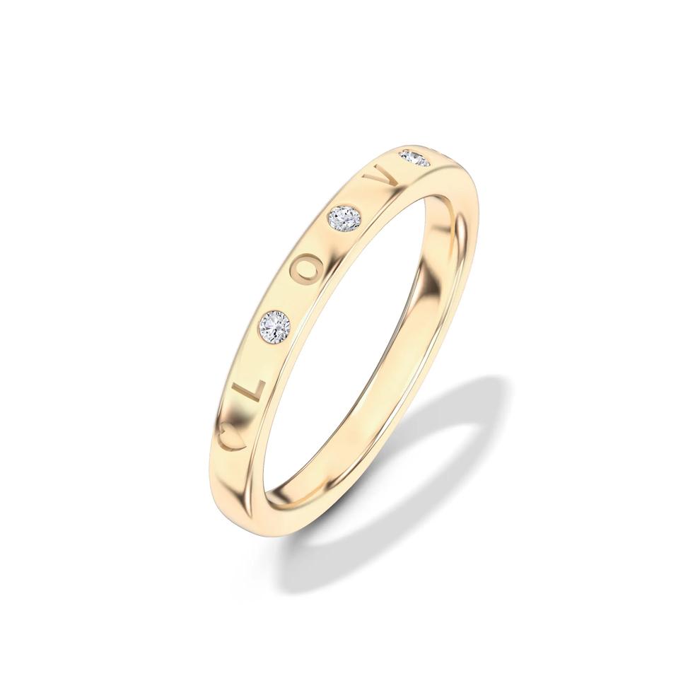 Diamond Accent "Love" Stack Band in 10K Yellow Gold – Image 4 of 4