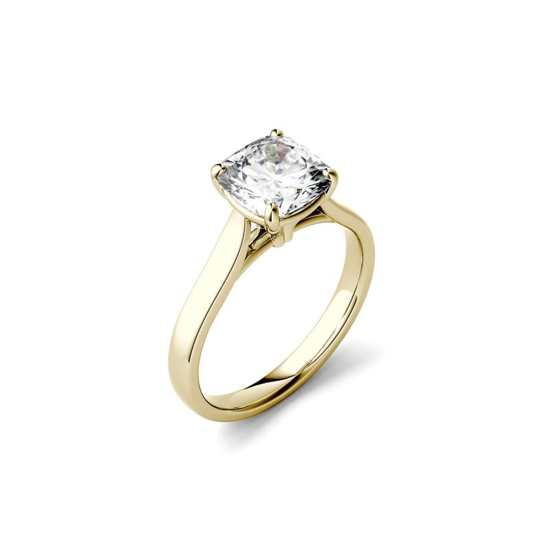 Cushion-Cut Moissanite Solitaire Ring in 14K Yellow Gold &#40;2 ct. dew&#41; – Image 4 of 4