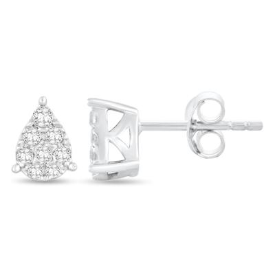 Diamond Cluster Stud Earrings in 10K White Gold (1/2 ct. tw.)