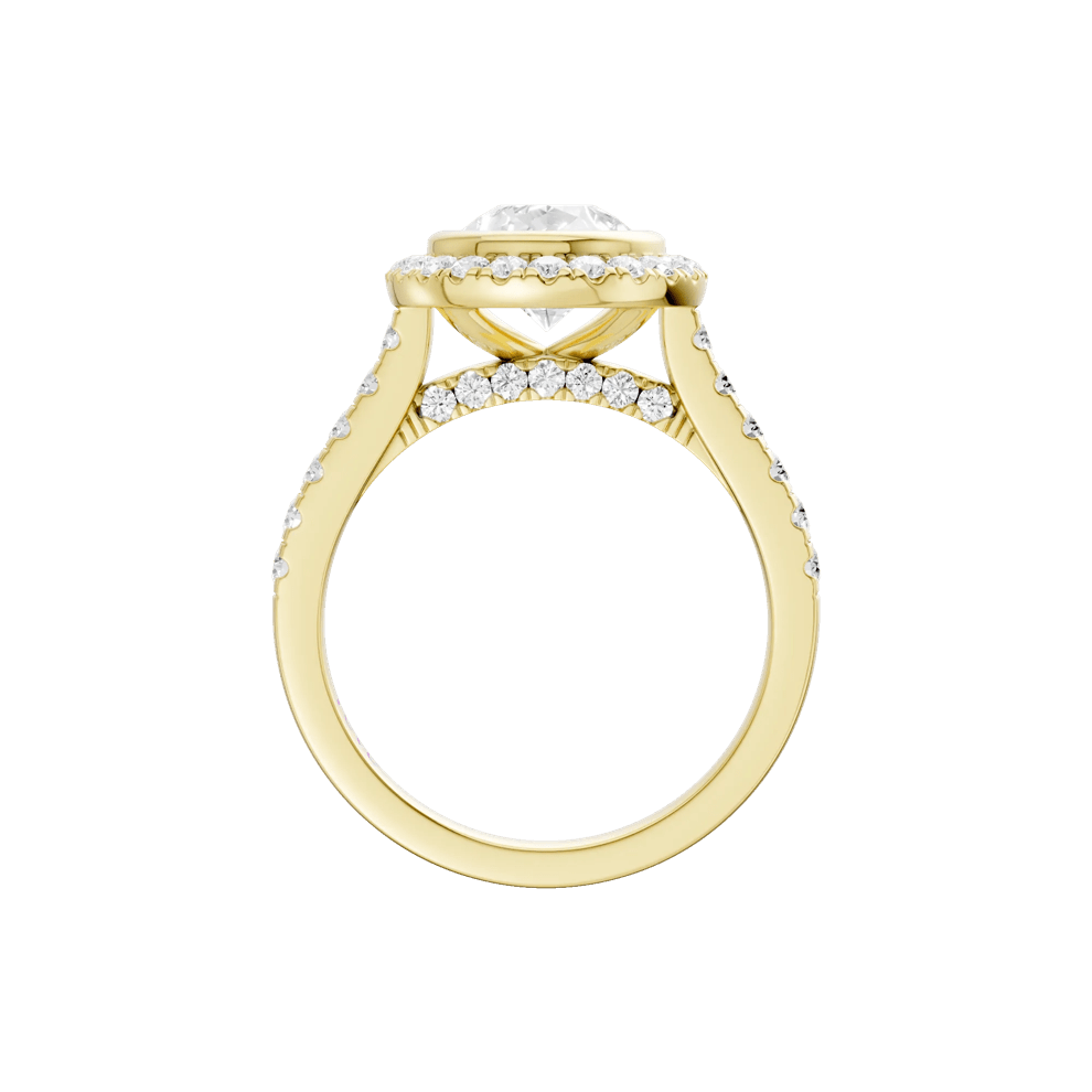 Jude Lab Grown Diamond Pear-Shaped Halo Engagement Ring in 14K Yellow Gold (2 5/8 ct. tw.) – Image 4 of 5