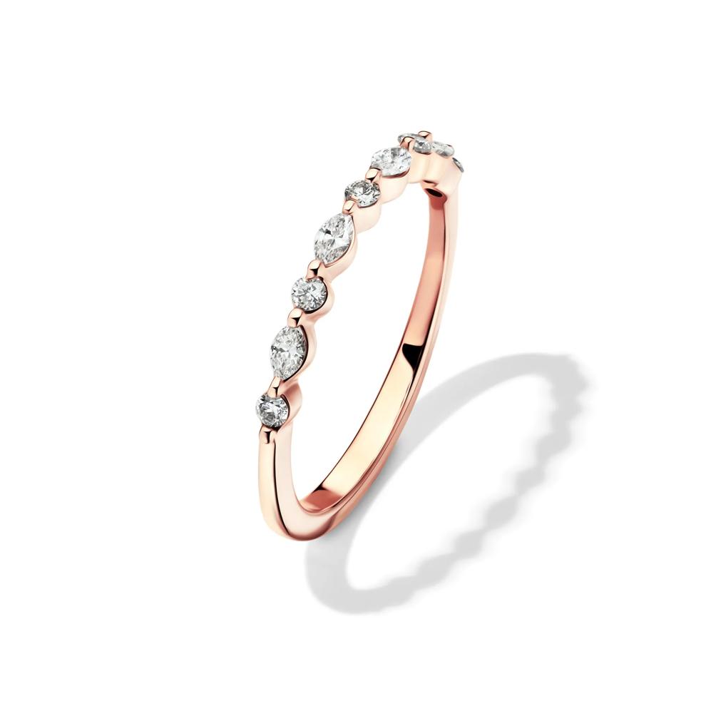 Round and Marquise-Cut Diamond Anniversary Band in 14K Rose Gold (1/4 ct. tw.) – Image 4 of 4