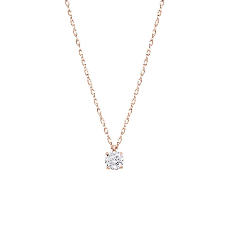 Round Lab Grown Diamond Solitaire Pendant in 10K Rose Gold (3/8 ct. tw.) – Image 1 of 3