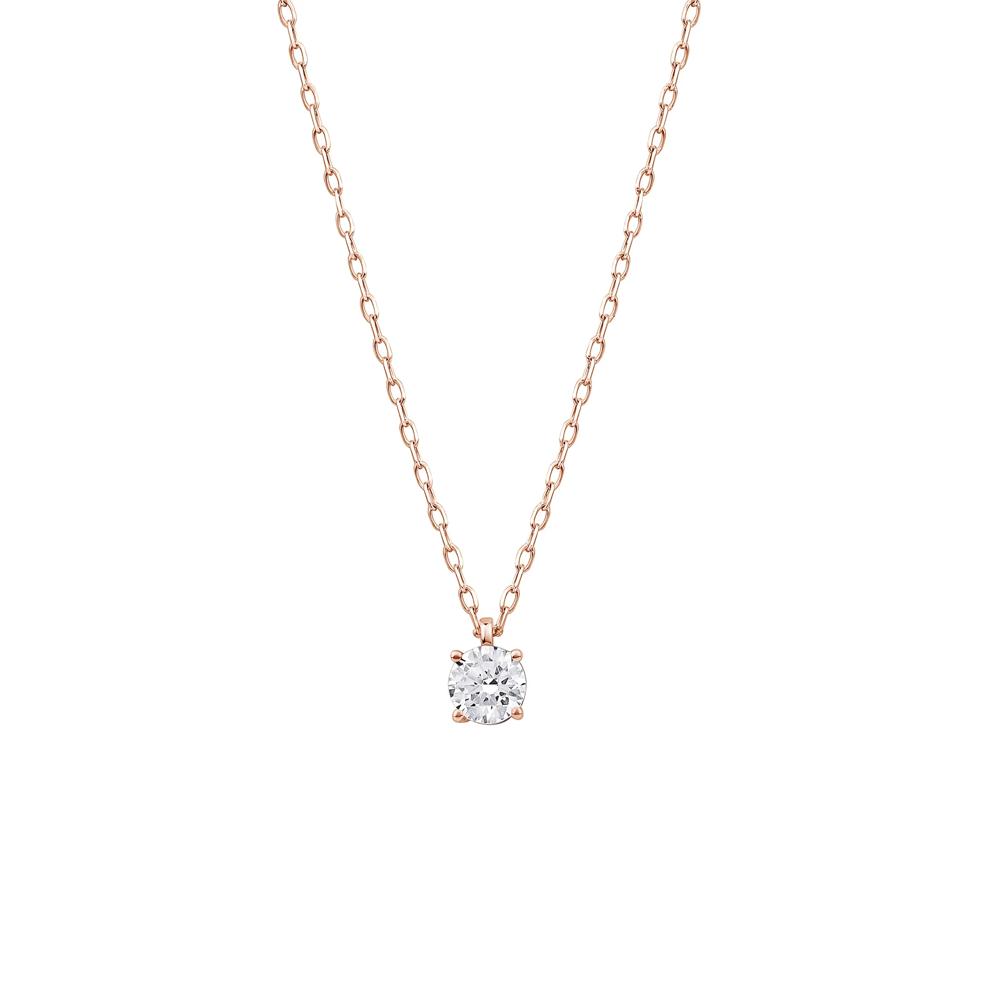 Round Lab Grown Diamond Solitaire Pendant in 10K Rose Gold (3/8 ct. tw.) – Image 1 of 3