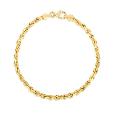 Solid Diamond-Cut Rope Bracelet in 14K Yellow Gold, 5.5MM, 8”