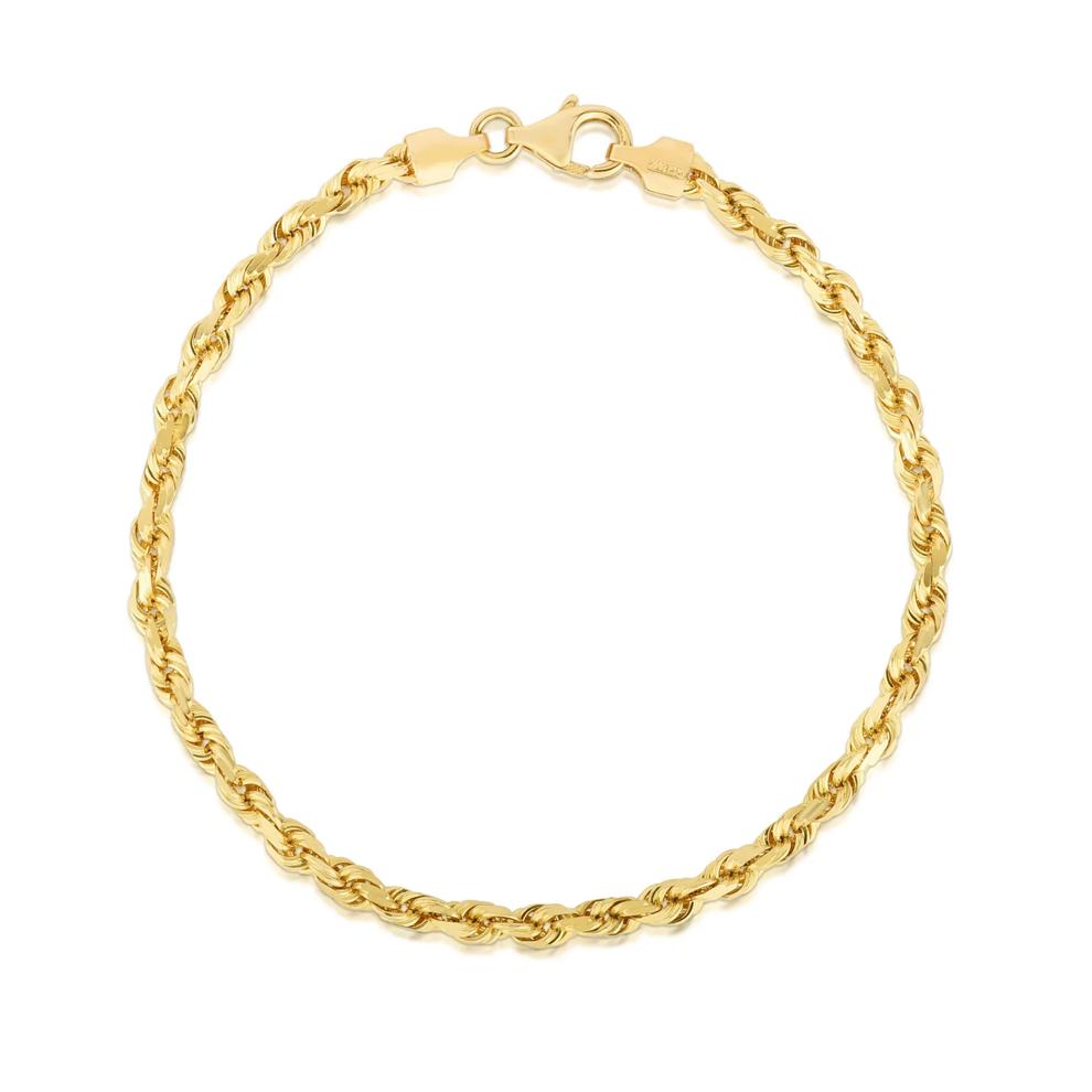 Solid Diamond-Cut Rope Bracelet in 14K Yellow Gold, 5.5MM, 8&rdquo; – Image 1 of 2