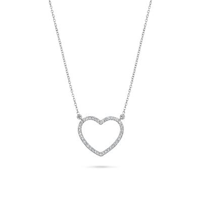 Diamond Open Heart Pendant in 10K White Gold (1/8 ct. tw.)