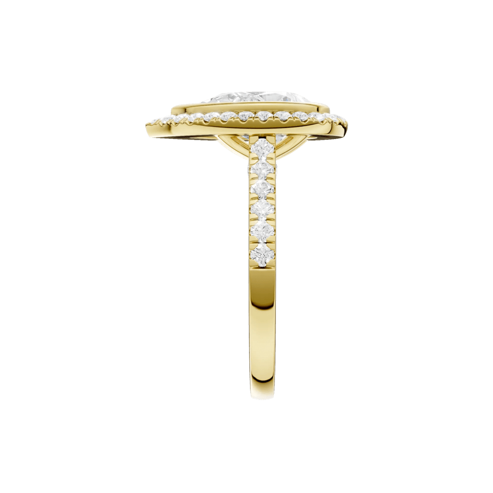 Jude Lab Grown Diamond Pear-Shaped Halo Engagement Ring in 14K Yellow Gold (2 5/8 ct. tw.) – Image 3 of 5