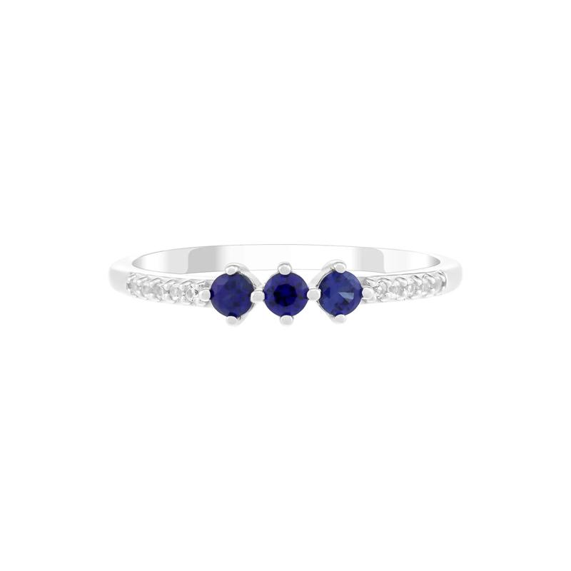 Lab-Created Blue Sapphire and Lab-Created White Sapphire Ring in Sterling Silver – Image 1 of 3