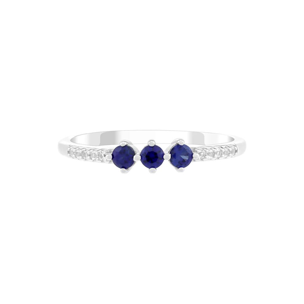 Lab-Created Blue Sapphire and Lab-Created White Sapphire Ring in Sterling Silver – Image 1 of 3