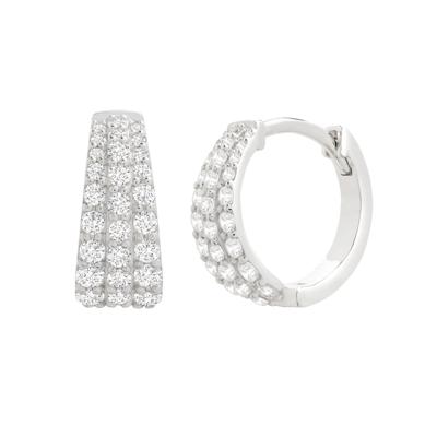 Diamond Graduated Triple Row Hoop Earrings in 10K White Gold (1/2 ct. tw.)