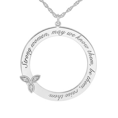 Diamond Accent Engraved Circle Pendant