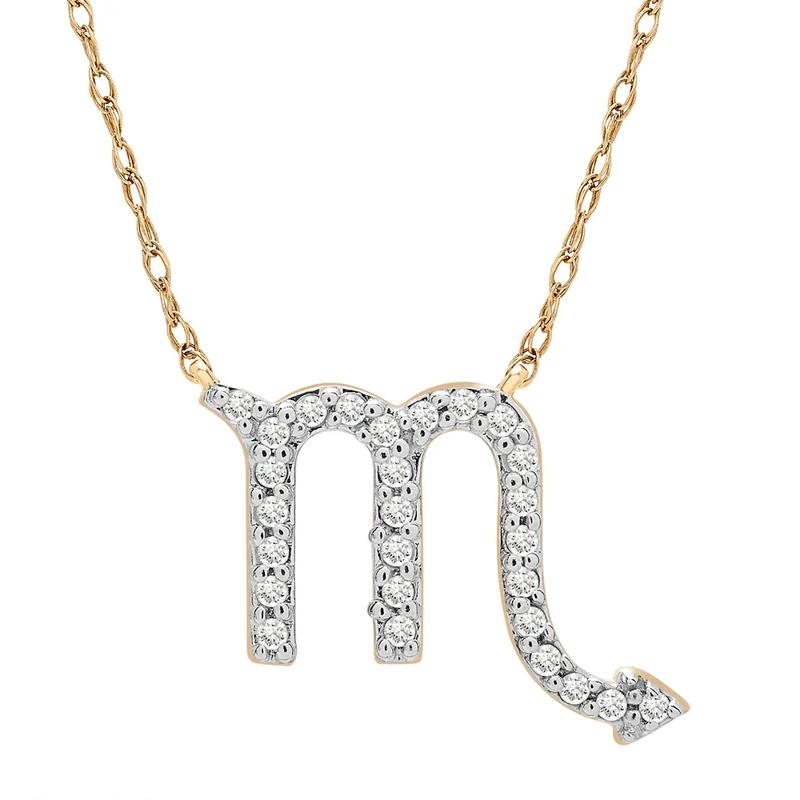 Scorpio Zodiac Necklace with Diamonds in 10K Yellow Gold &#40;1/10 ct. tw.&#41; – Image 1 of 3