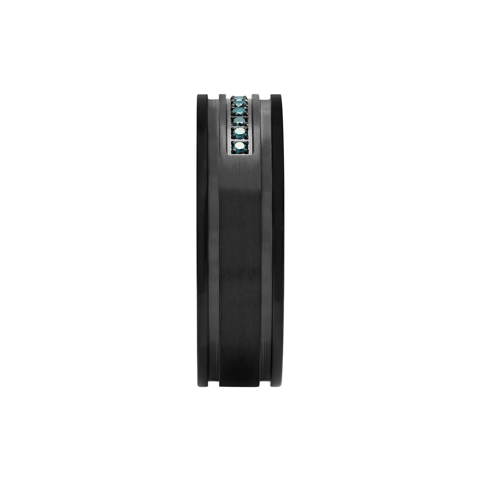 Men's 1/10 ct. tw. Blue Diamond Band in Stainless Steel, 7MM – Image 3 of 3