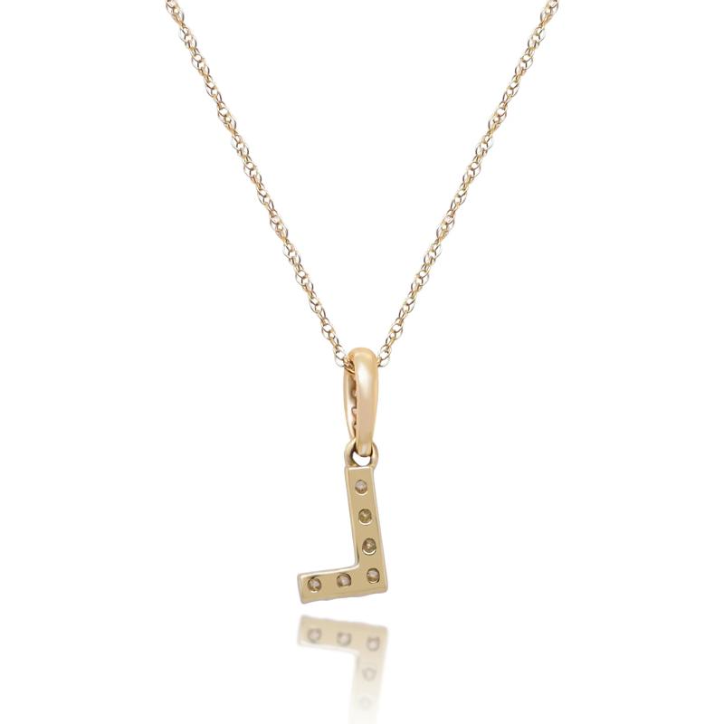 Diamond L Initial Pendant in 10K Yellow Gold (1/10 ct. tw.)  – Image 3 of 4