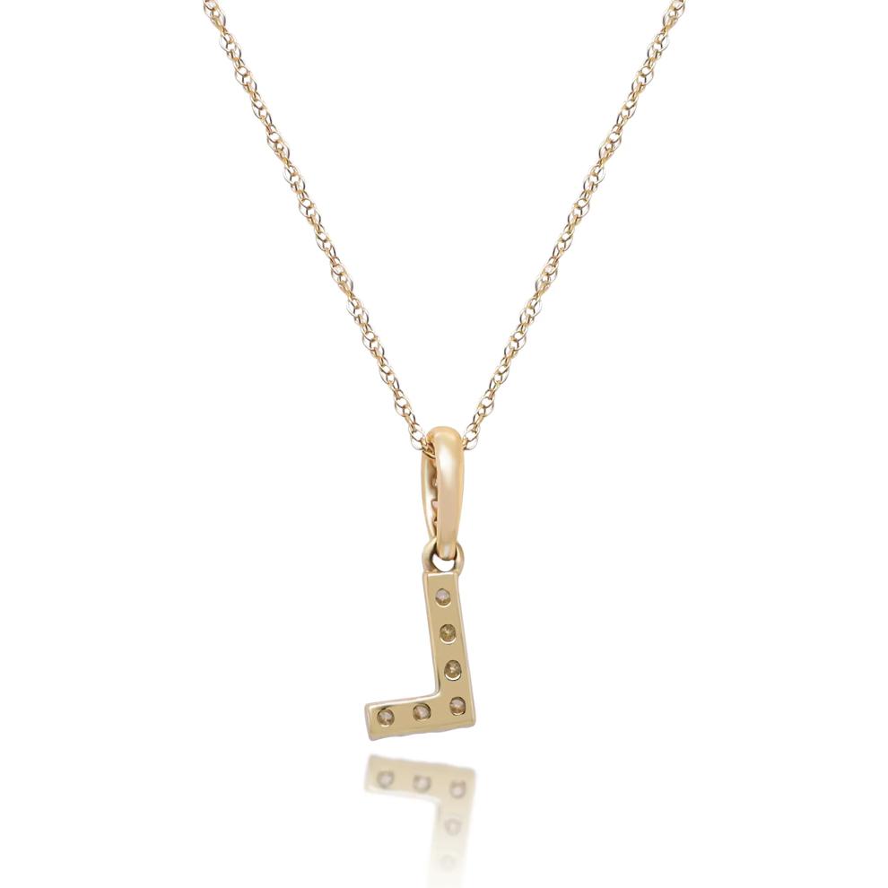 Diamond L Initial Pendant in 10K Yellow Gold (1/10 ct. tw.)  – Image 3 of 4