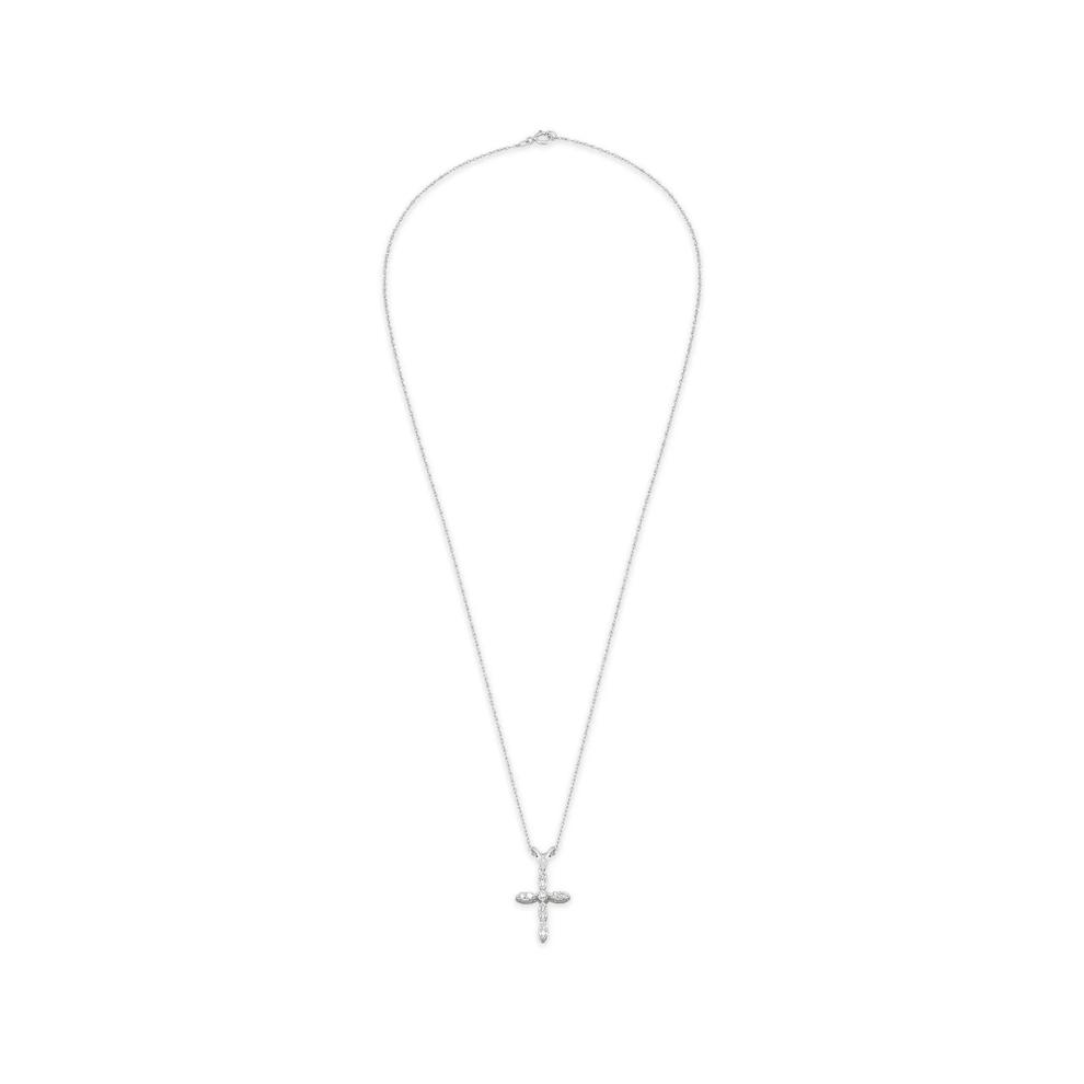 Diamond Cross Pendant Necklace in 10K White Gold (1/4 ct. tw.) – Image 2 of 4