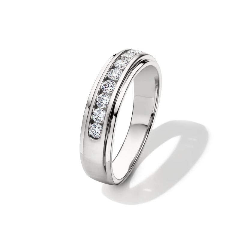 Men&rsquo;s Lab Grown Diamond Wedding Band with Channel Setting in 10K White Gold &#40;1/2 ct. tw.&#41; – Image 4 of 4