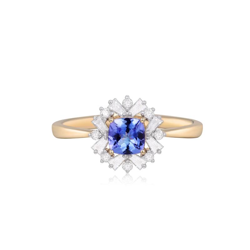 Tanzanite and Diamond Ring in 10K Yellow Gold &#40;1/4 ct. tw.&#41; – Image 1 of 3