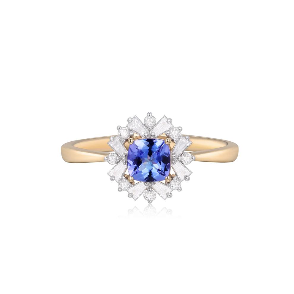 Tanzanite and Diamond Ring in 10K Yellow Gold (1/4 ct. tw.) – Image 1 of 3