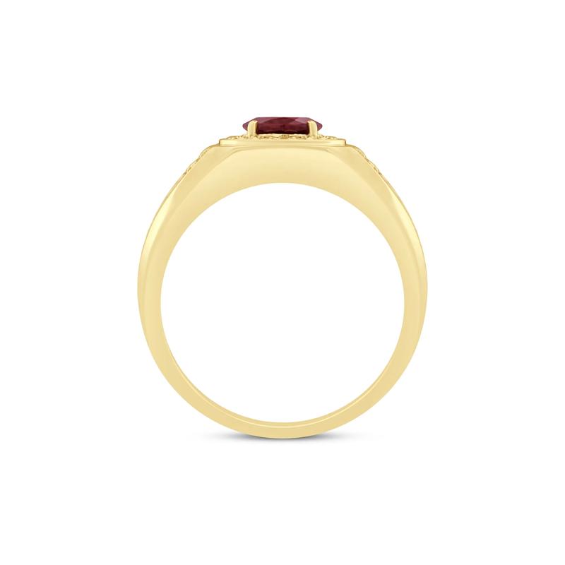 Men&#39;s Garnet and Diamond Ring in 10K Yellow Gold &#40;1/4 ct. tw.&#41; – Image 2 of 3