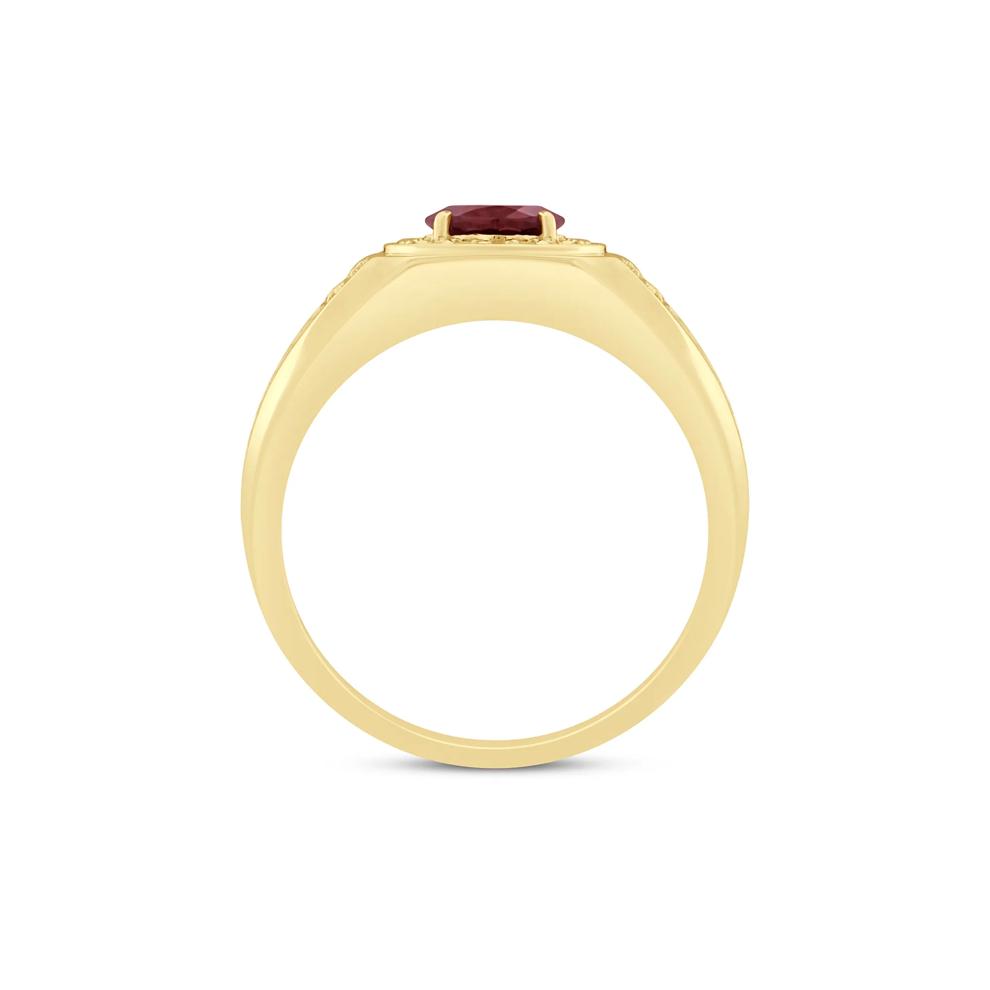 Men's Garnet and Diamond Ring in 10K Yellow Gold (1/4 ct. tw.) – Image 2 of 3