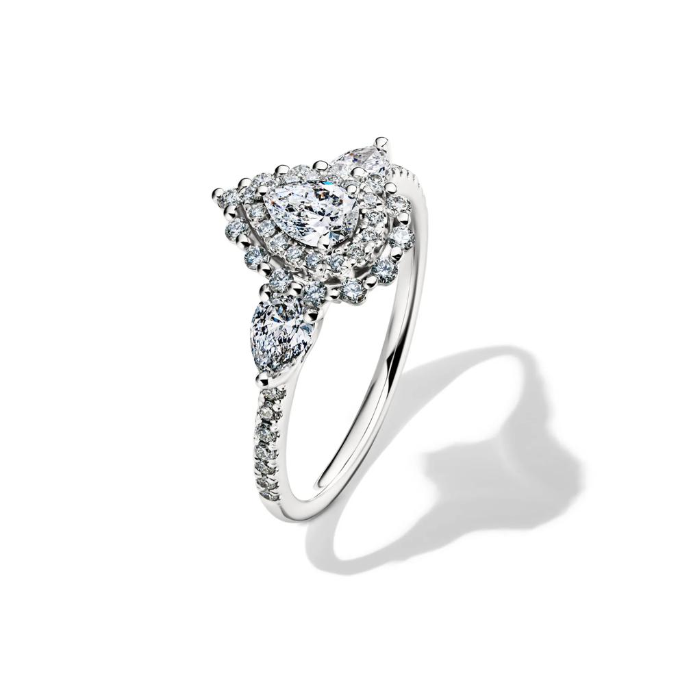 1 ct. tw. Diamond Double Halo Three-Stone Engagement Ring in 14K White Gold – Image 4 of 5