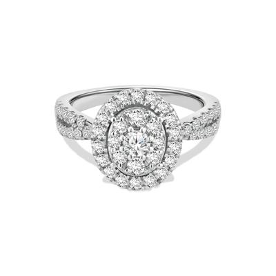 Diamond Oval Halo Composite Engagement Ring in 10K White Gold (1 ct. tw.)