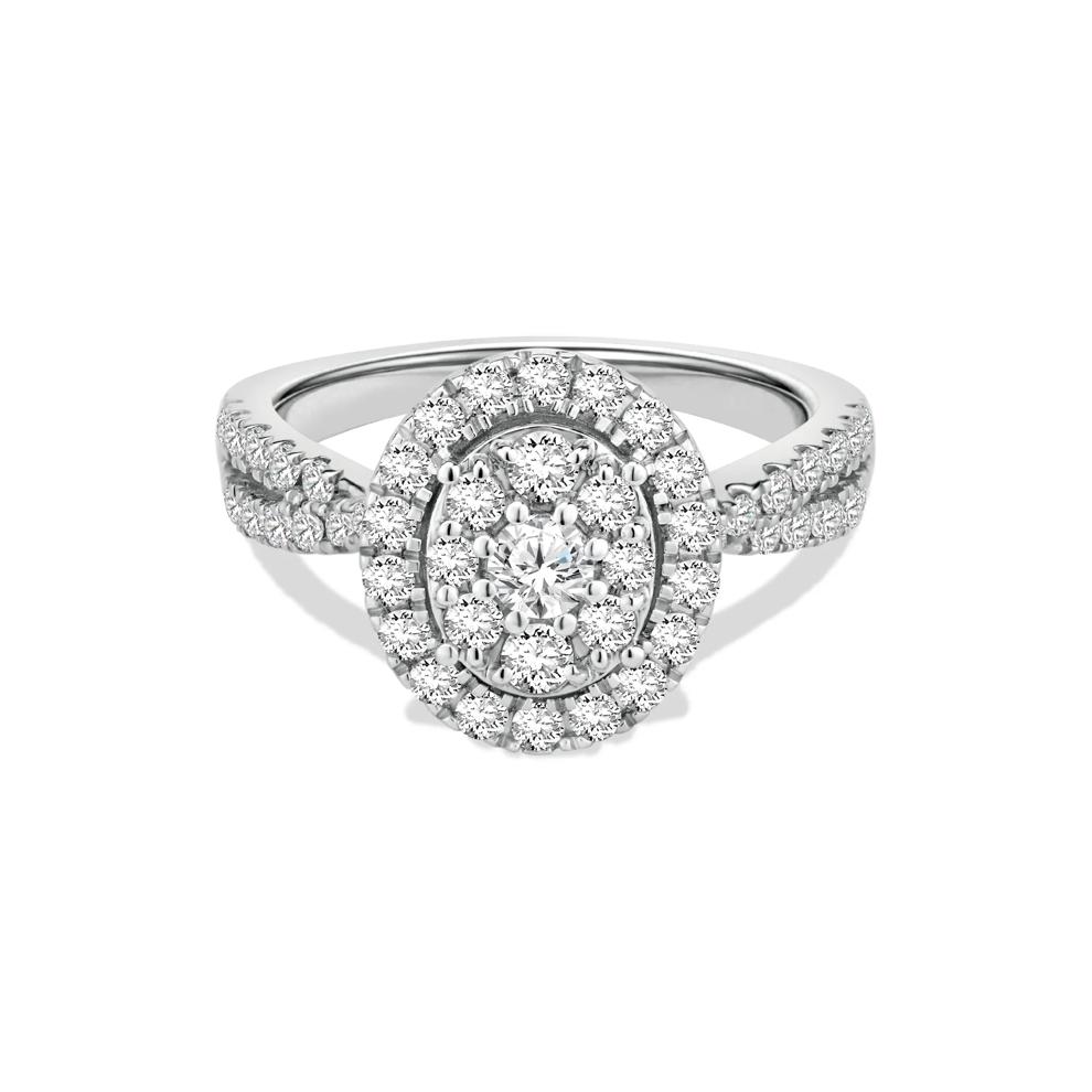 Diamond Oval Halo Composite Engagement Ring in 10K White Gold (1 ct. tw.) – Image 1 of 4