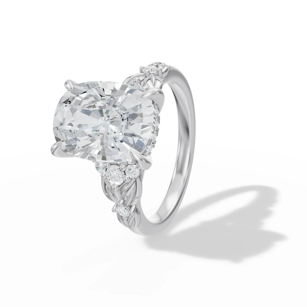 Lab Grown Diamond Elongated Cushion Center Engagement Ring in 14K White Gold (4 1/3 ct. tw.) – Image 4 of 4