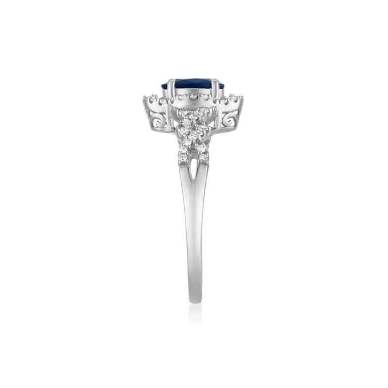 Oval-Shaped Blue Sapphire and Diamond Ring in 14K White Gold &#40;1/5 ct. tw.&#41; – Image 3 of 3