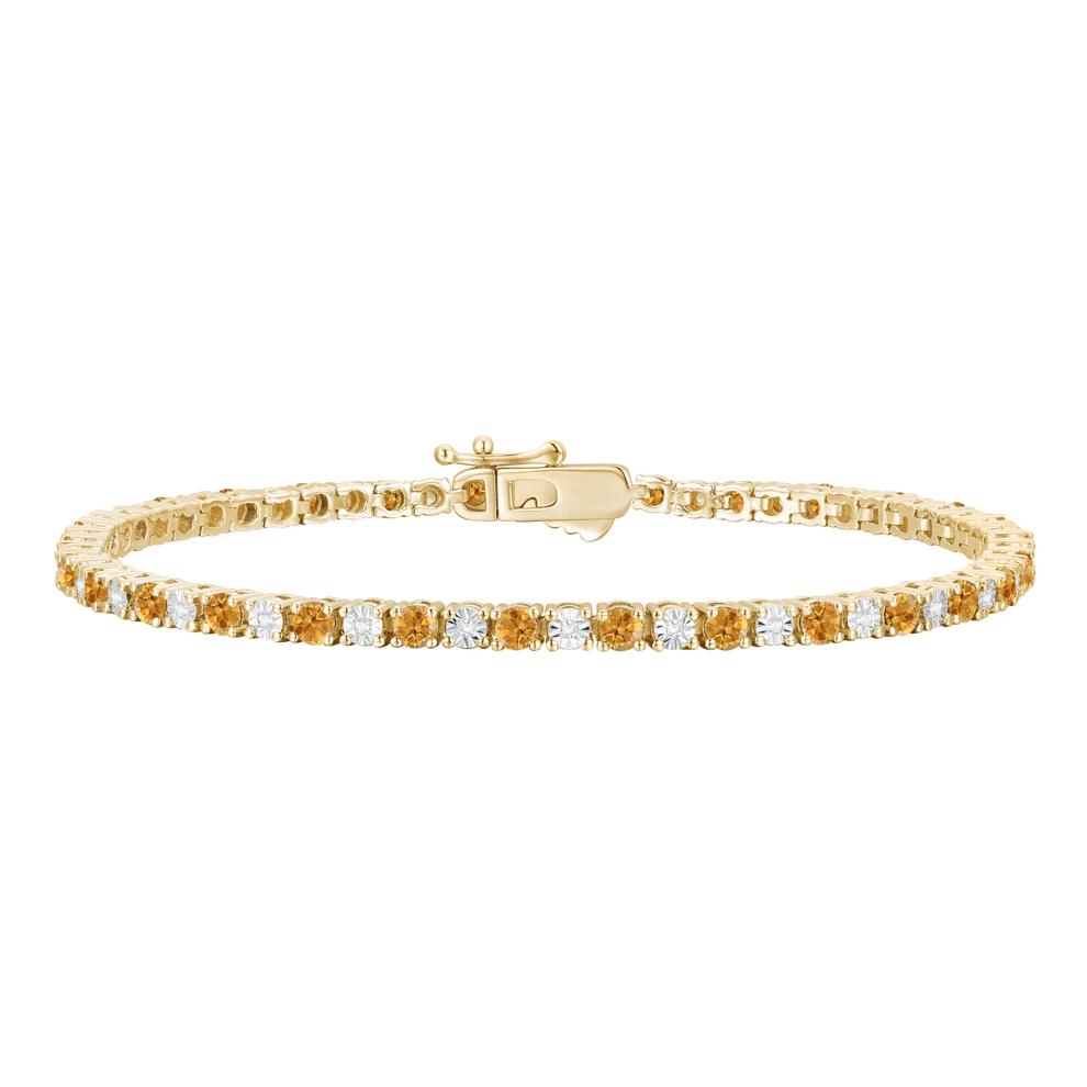 Citrine &amp; Diamond Line Bracelet in 10K Yellow Gold (1/7 ct. tw.) – Image 1 of 1