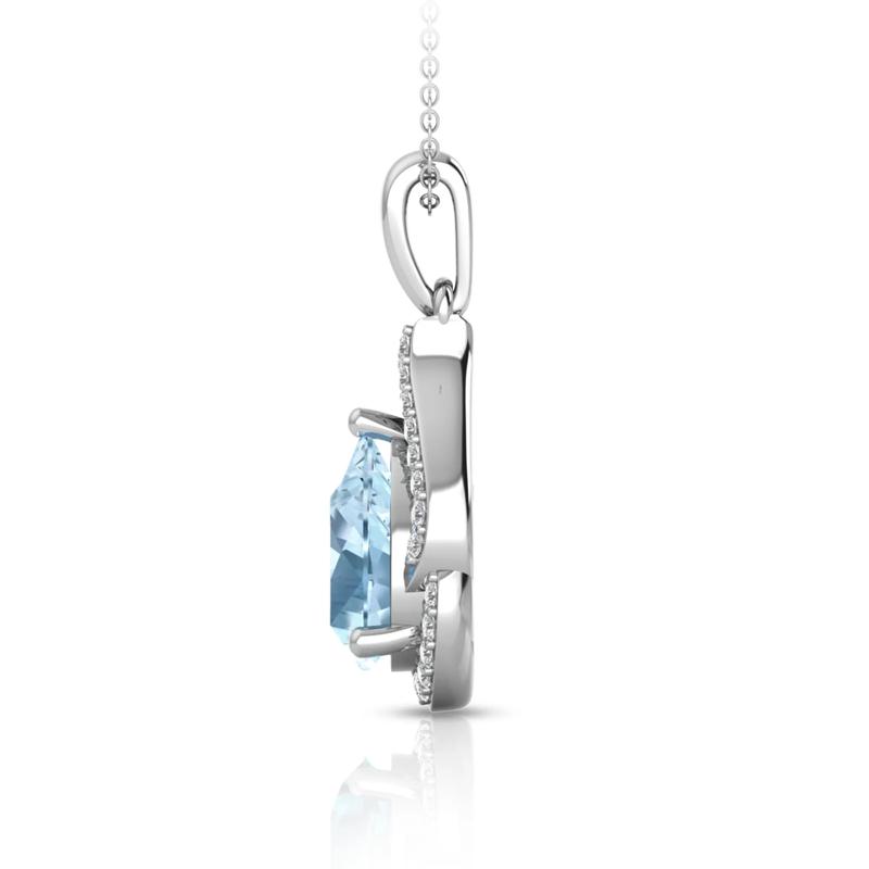 Aquamarine &amp; Diamond Pendant in 10K White Gold &#40;1/7 ct. tw.&#41; – Image 2 of 2