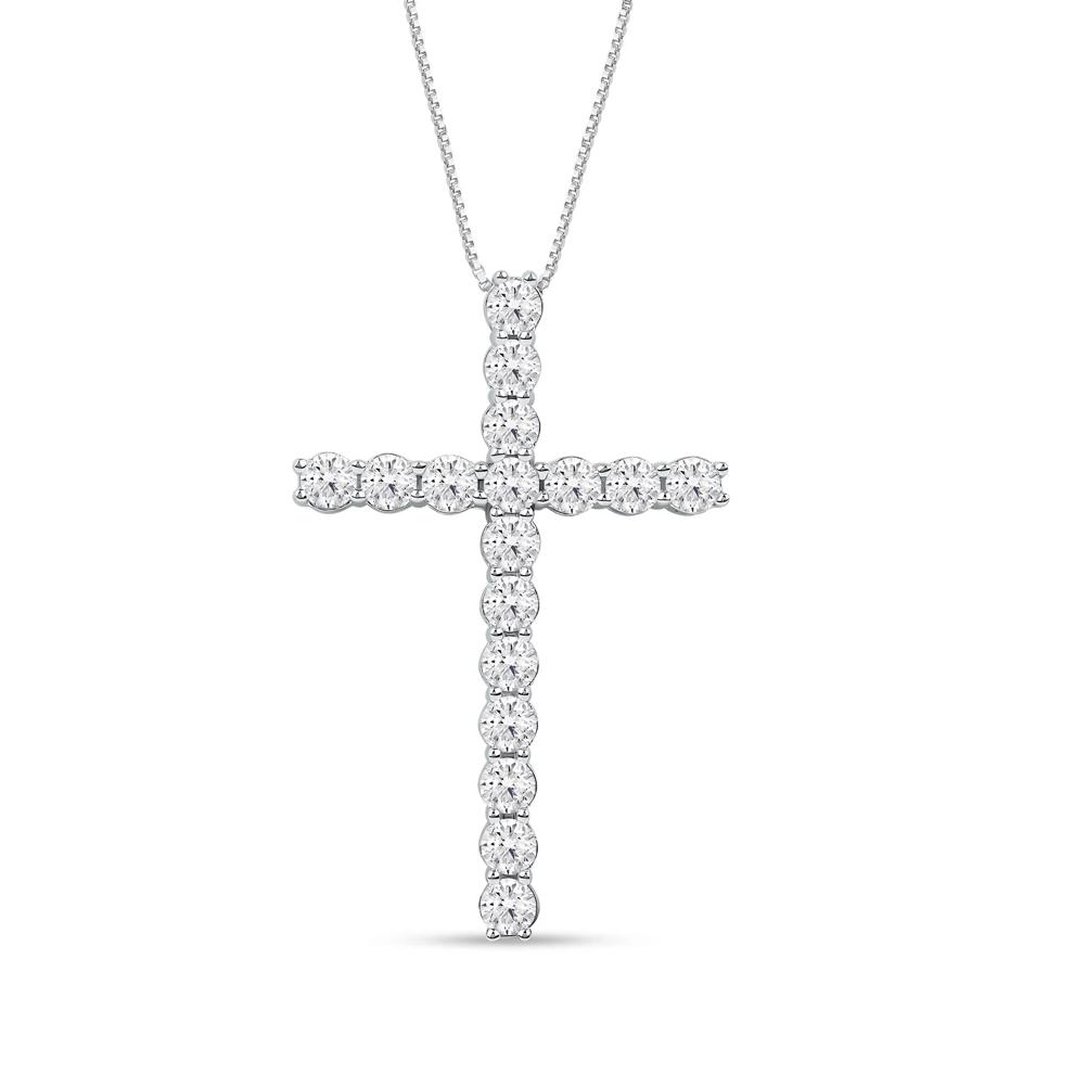 Lab Grown Diamond Cross Necklace in 10K White Gold (2 ct. tw.) – Image 1 of 3